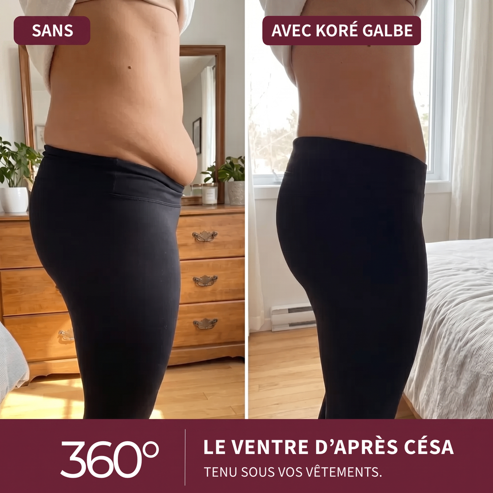 Sans et avec Koré Galbe : le ventre d’après césarienne tenu sous les vêtements