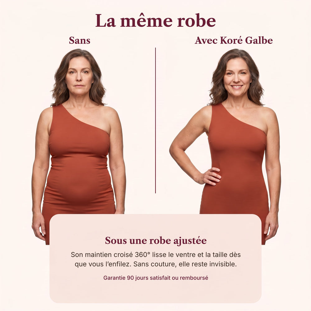 La même robe, sans et avec Koré Galbe