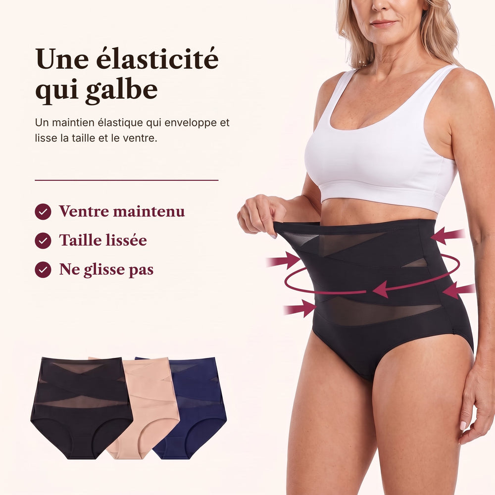 Koré Galbe tirée à la taille, en noir, beige et bleu marine