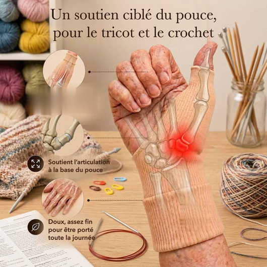 Soutien ciblé du pouce pour le tricot et le crochet, doux et fin