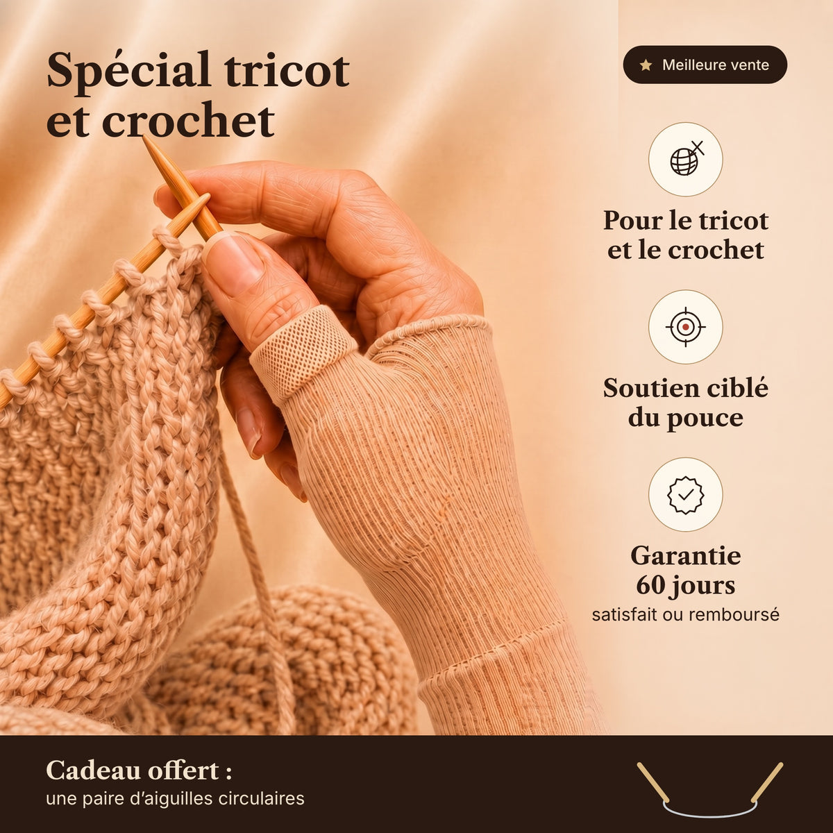 Koré Maille porté pendant le tricot, garantie 60 jours et aiguilles circulaires offertes